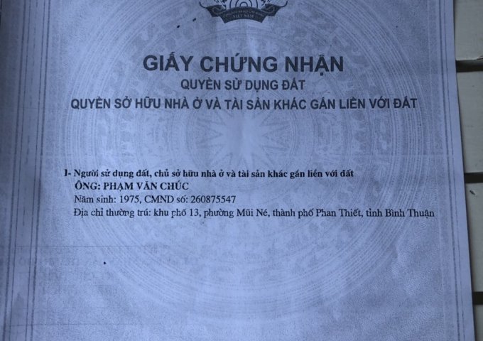 Chính chủ bán đất Mũi Né ,  Phan Thiết , Bình Thuận