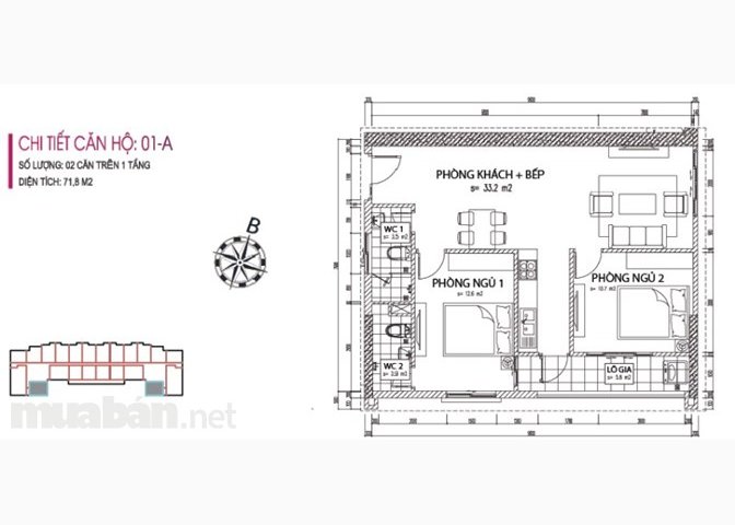 Bán căn hộ 83m2 3 phòng ngủ full đồ view cực đẹp