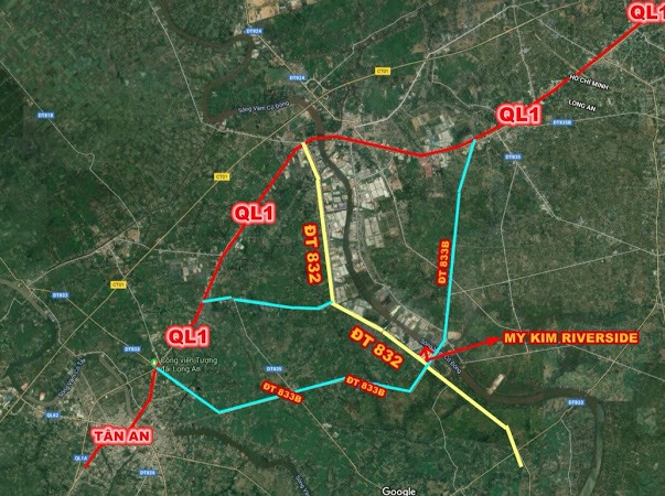 Đất nền khu tái định cư Mỹ Kim Long Riverside ngay cụm KCN Tân Trụ giá  chỉ 6.5 triệu/m2