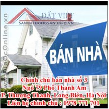 Chính chủ bán nhà số 3, Ngõ 79 Phố Thanh Am, P. Thượng Thanh, Long Biên, Hà Nội