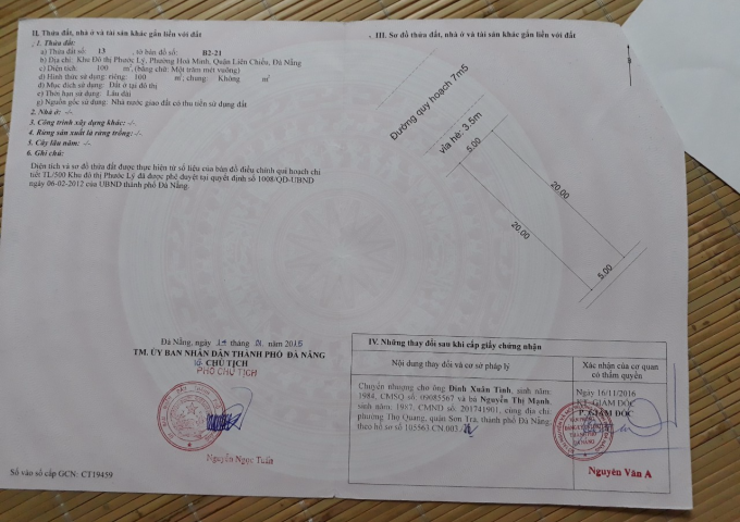 Tôi chính chủ bán gấp lô đất đường Phước Lý 8, KĐT Phước Lý