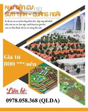 Mở bán dự án mới Khu dân cư Sơn Tịnh - Quảng Ngãi chỉ với 850 triệu/nền LH: 0978 058 368