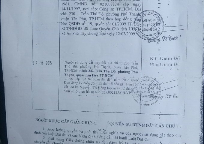 Bán đất mặt tiền đường 7 Tấn bình chánh An phú Tây . TP. HCM