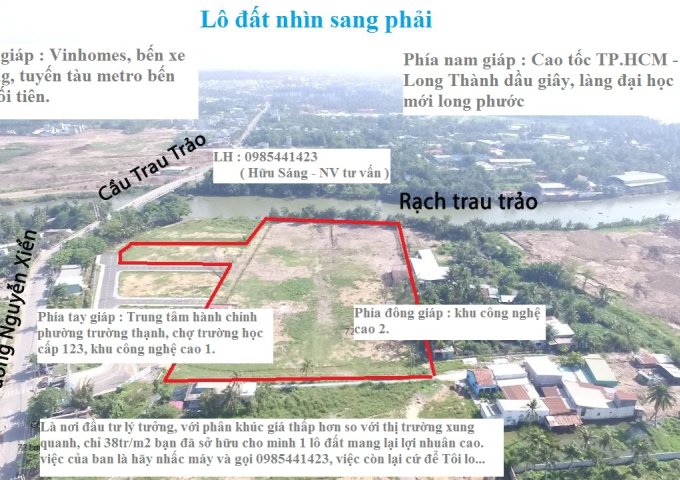 Đất MT Nguyễn Xiển, Q9, Sát Vinhomes, liền kề Vành Đai 3, chỉ 38tr/m2, SHR, LH 0985441423