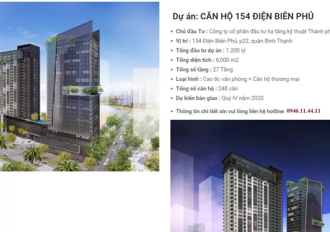  Bán căn hộ 152 Điện Biên Phủ, mua suất nội bộ từ CĐT, tầng 22,25. Giá cả VAT chỉ 61tr/m2 