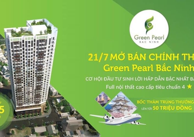 Chỉ với 300 triệu sở hữu ngay căn hộ tại Green Pearl Bắc Ninh, hỗ trợ trả góp lãi suất 0%, chiết khấu 3,5%.