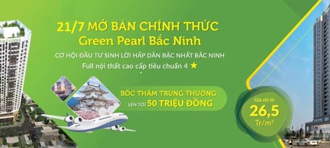 Chỉ với 300 triệu sở hữu ngay căn hộ tại Green Pearl Bắc Ninh, hỗ trợ trả góp lãi suất 0%, chiết khấu 3,5%.