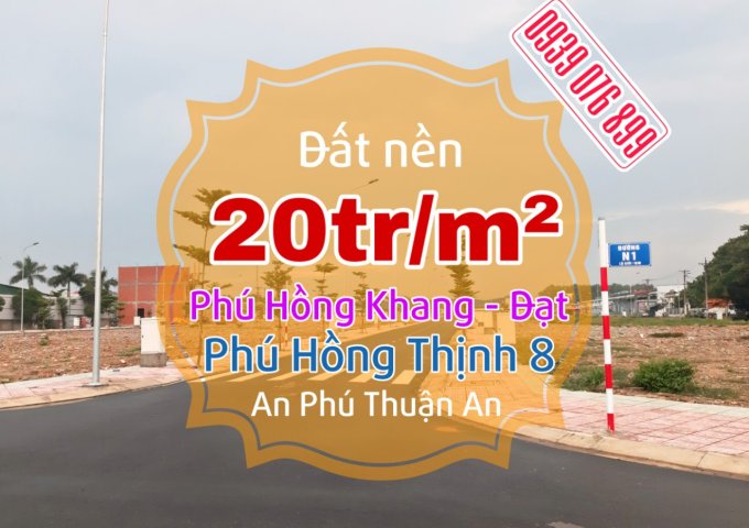 Bán đất KDC Phú Hồng Thịnh, SHR, CCCN ngay, XD tự do, 20tr/m2, 0939076899