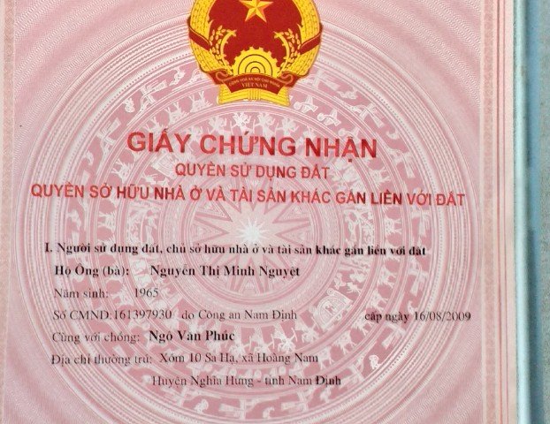 Cần bán đất chính chủ tại huyện Nghĩa Hưng, Nam Định