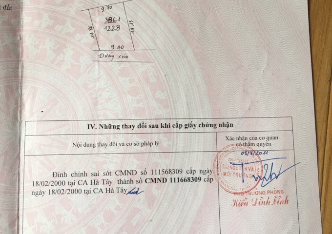 CHÍNH CHỦ BÁN LÔ ĐẤT THỔ CƯ 122M2 THÔN NGỌC PHÚC XÃ NGỌC LIỆP HUYỆN QUỐC OAI LH:0961142066