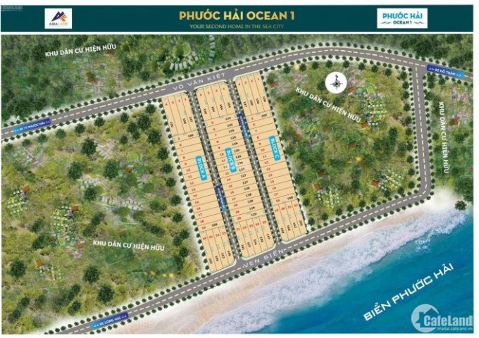 Bán lô đất mặt tiền biển Long Hải thuộc dự án Phước Hải Ocean 1, đất vàng thị trấn phước Hải