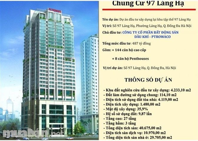 Tôi cần bán căn hộ 126m2 chung cư Petrowaco 97-99 Láng Hạ, Đống Đa gần đường Thái Thịnh, rạ chiếu phim Quốc Gia, ở ngay. lh 0963668113