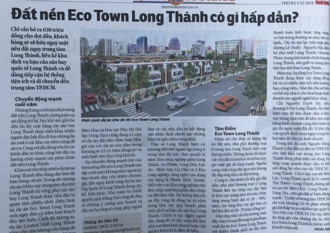 BÁN ĐẤT NỀN DỰ ÁN ECO TOWN GẦN SÂN BAY LONG THÀNH 0933684598