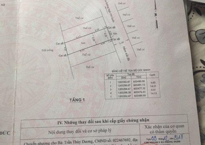 Kẹt tiền bán lỗ đất hẻm 185 Ngô Chí Quốc, Bình Chiểu 2,05 tỷ/57,3m2