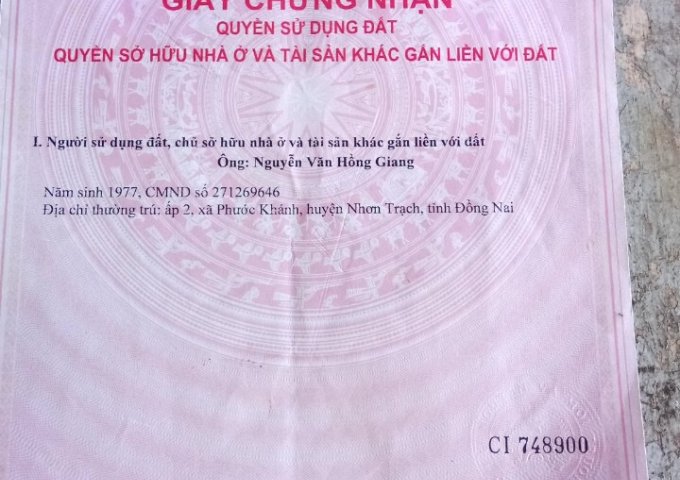 Chính chủ cần bán gấp lô đất lúa quy hoạch lô 2 khu tái định cư Phước Khánh 2 mặt tiền đường Phạm Thái Bường 