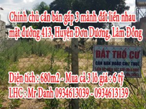 Chính chủ cần bán gấp 3 mảnh đất liền nhau mặt đường 413, Huyện Đơn Dương, Lâm Đồng