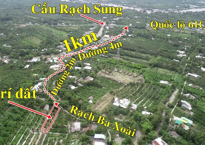 Bán 5.397 m2 đất Quốc Lộ 61C nằm trên đường dẫn chân cầu Rạch Sung - Phong Điền - 700 ngàn /1m2.
