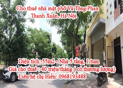 Cho thuê nhà mặt phố Vũ Tông Phan,Thanh Xuân, Hà Nội