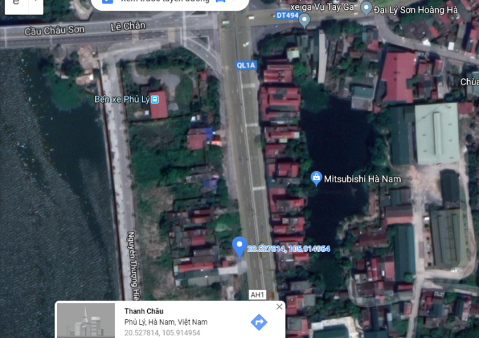 Bán nhà mặt phố trung tâm thành phố Phủ Lý, DT 170m2 giá 1,12 tỷ.