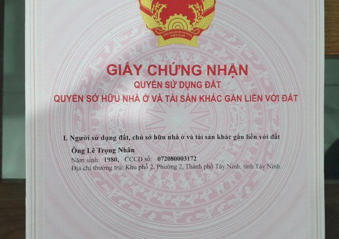 Gia đình xoay vốn làm ăn nên cần bán gấp lô đất mặt tiền chính chủ đường Hồ Văn Lâm, Tp Tây Ninh, Dt 141,3m2, Tc 40m2, sổ hồng riêng