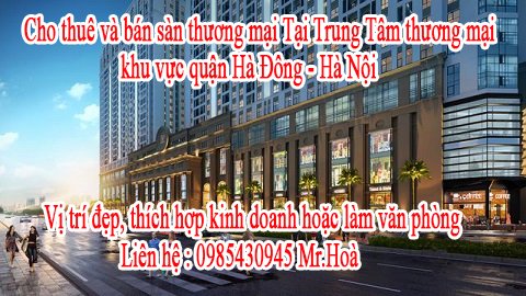 Cho thuê và bán sàn thương mại Tại Trung Tâm thương mại khu vực quận Hà Đông - Hà Nội