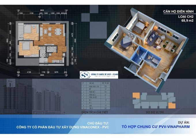  Bán căn hộ chung cư tại Dự án PVV-Vinapharm 60B Nguyễn Huy Tưởng, Thanh Xuân, Hà Nội diện tích 68m2 giá 29.5 Triệu/m²