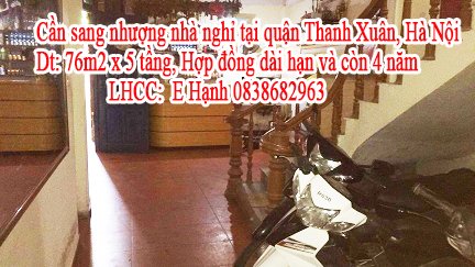 Cần sang nhượng nhà nghỉ tại Phố Thanh Xuân, Hà Nội.
