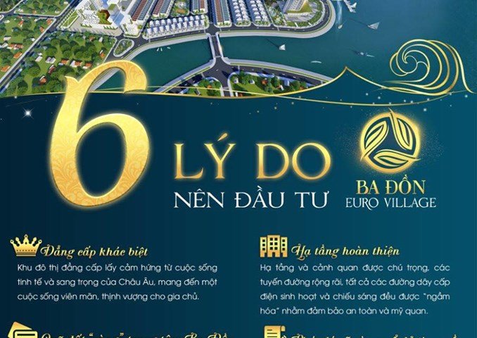 NHẬN ĐẶT CHỖ Dự án khu đô thị mới Ba Đồn Euro Village - Gần cửa khẩu Quốc Tế Cha Lo