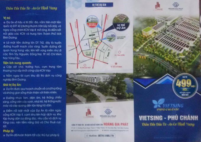 Bán Đất khu nhà ở cao cấp Vietsing- Phú Chánh Kế cổng Kcn Vsip 2. Bình Dương