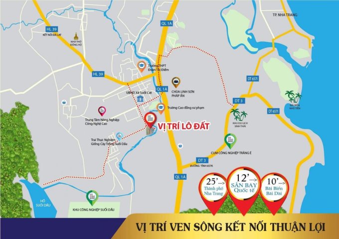 Bán đất nền dự án Cam Lâm,  Khánh Hòa diện tích 90m2  giá 350 Triệu