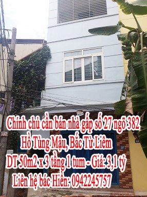 Chính chủ cần bán nhà gấp số 27 ngõ 382 Hồ Tùng Mậu, Bắc Từ Liêm