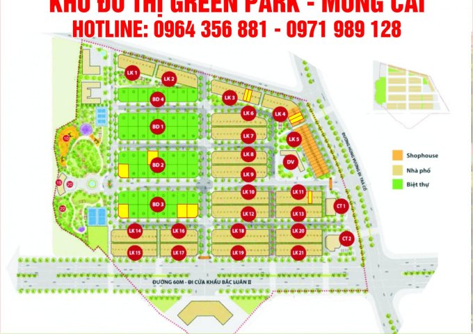 Bán đất Dự án Khu đô thị Green Park, Xã Hải Xuân , TP. Móng Cái . Quảng Ninh 