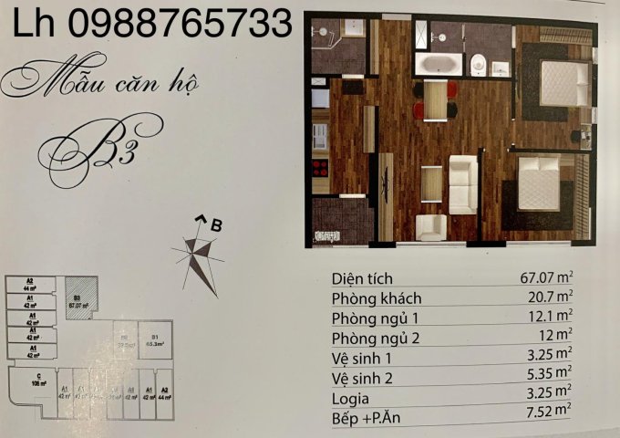 Bán căn hộ 2 phòng ngủ 68m2 dự án the city light vĩnh yên 