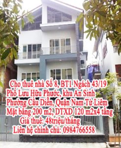 CHÍNH CHỦ CHO THUÊ NHÀ MỸ ĐÌNH, HÀ NỘI