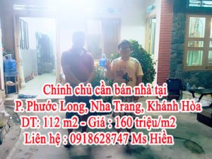Chính chủ cần bán nhà tại P. Phước Long, Nha Trang, Khánh Hòa