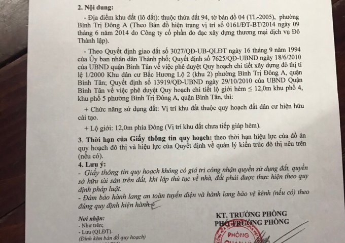 BÁN ĐẤT HẺM 457 LÊ VĂN QUỚI, P. BTĐ A, Q. BÌNH TÂN
