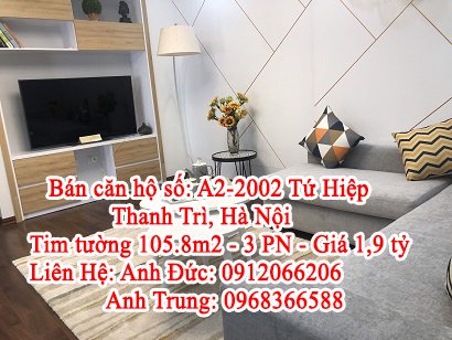 Bán căn hộ số: A2-2002 Tứ Hiệp, Thanh Trì, Hà Nội