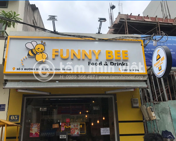 Làm bảng hiệu Alu cửa hàng food & drinks Funny Bee