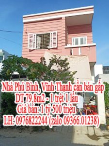Nhà Phú Bình, Vĩnh Thạnh cần bán gấp