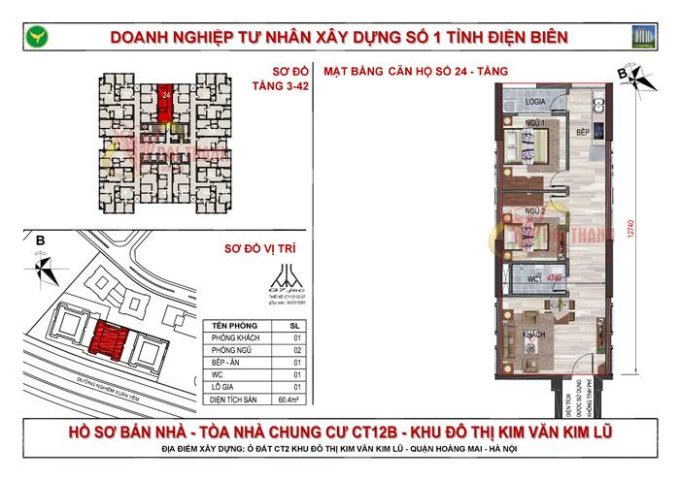 Nhanh tay kẻo lỡ ! căn tầng đẹp CT11 Kim Văn Kim Lũ, 63m2, 2PN, 2WC,bao sang tên.
