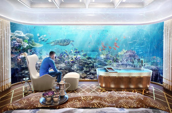 Tổ hợp căn hộ khách sạn dát vàng dưới biển trong mơ