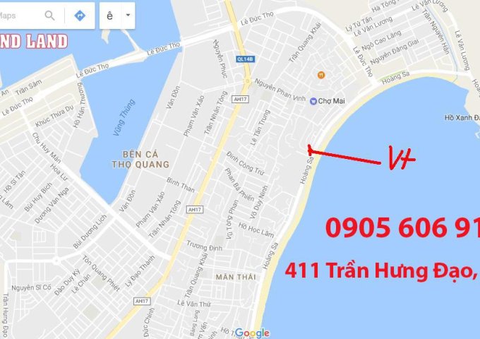Bán 1320 m2 đất MT biển đường Hoàng Sa,Đà Nẵng cách CV Đại Dương Thế Giới 150m giá rẻ nhất.0905.606.910