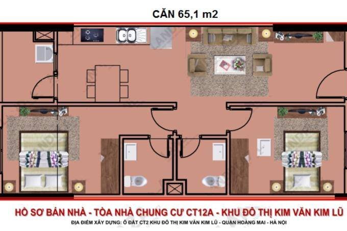 Không cần dùng đến nên để lại giá tốt căn hộ toà CT12b Kim Văn Kim Lũ 2PN, 2VS, 65 m2.