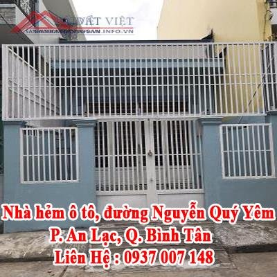 Nhà hẻm ô tô, đường Nguyễn Quý Yêm, P. An Lạc, Q. Bình Tân