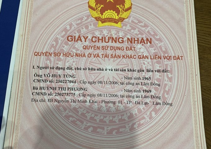 BÁN 2 CĂN NHÀ ĐẸP MẶT TIỀN ĐƯỜNG NHỰA NGUYỄN HỮU CẢNH - ĐÀ LẠT - LÂM ĐỒNG