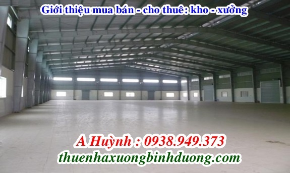 Cho thuê kho - xưởng Thuận An, Bình Dương dt từ 1.700m2 đến 8.800m2, LH 0938.949.373