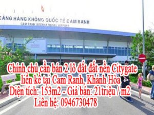 Chính chủ cần bán 2 lô đất đất nền Citygate liền kề tại Cam Ranh, Khánh Hòa