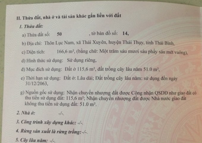 bán đất hoặc cho thuê đất mặt đường Quốc lộ 37B, Chợ Lục - Thái Xuyên - Thái Thụy - TB