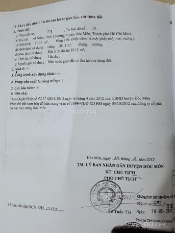Bán 101m2 đất thổ cư đường Nguyễn Thị Thử, Hóc Môn sổ riêng