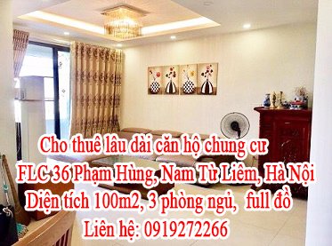 Cho thuê lâu dài căn hộ chung cư FLC 36 Phạm Hùng, Nam Từ Liêm, Hà Nội.